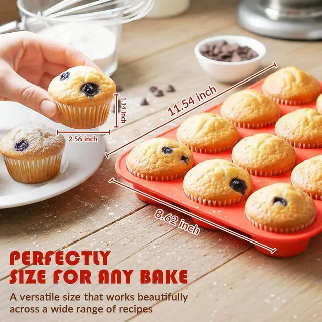 Alt view image 4 of 7 - Silicone Muffin Pans for Baking 12Cups BPA-Free Egg Bites Mold