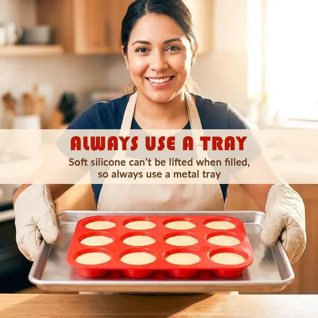 Alt view image 6 of 7 - Silicone Muffin Pans for Baking 12Cups BPA-Free Egg Bites Mold