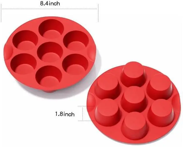 Alt view image 2 of 6 - Silicone Muffin Pans for Baking, 7 Cups Air Freyer Cupcake Pan, Nonstick Silicone Muffin molds for for Baking Egg Bite, Muffins, Tart, Cupcake and Quiche, 2 Packs (7 cups)