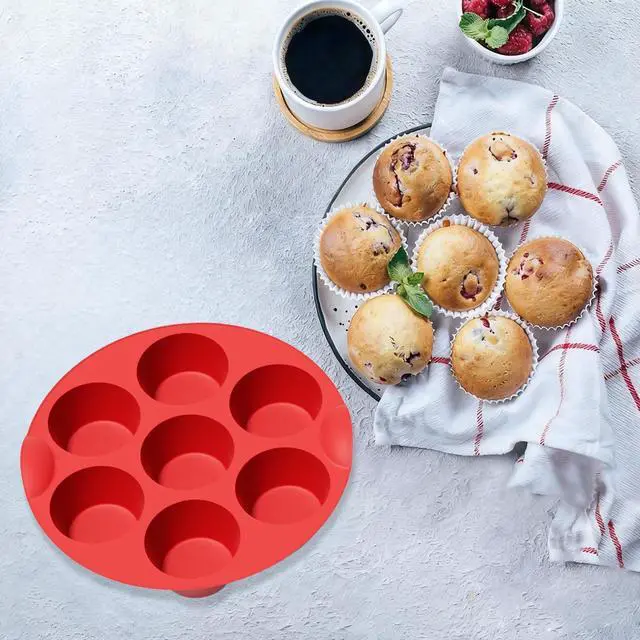 Alt view image 4 of 6 - Silicone Muffin Pans for Baking, 7 Cups Air Freyer Cupcake Pan, Nonstick Silicone Muffin molds for for Baking Egg Bite, Muffins, Tart, Cupcake and Quiche, 2 Packs (7 cups)