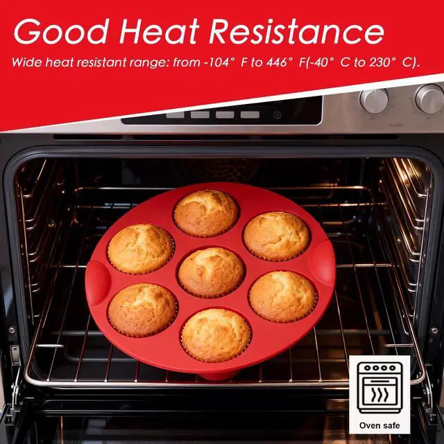 Alt view image 5 of 6 - Silicone Muffin Pans for Baking, 7 Cups Air Freyer Cupcake Pan, Nonstick Silicone Muffin molds for for Baking Egg Bite, Muffins, Tart, Cupcake and Quiche, 2 Packs (7 cups)
