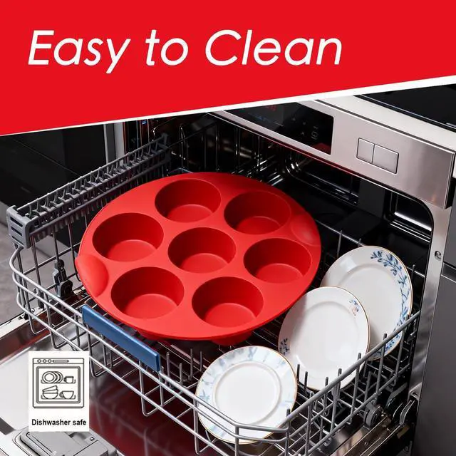 Alt view image 6 of 6 - Silicone Muffin Pans for Baking, 7 Cups Air Freyer Cupcake Pan, Nonstick Silicone Muffin molds for for Baking Egg Bite, Muffins, Tart, Cupcake and Quiche, 2 Packs (7 cups)