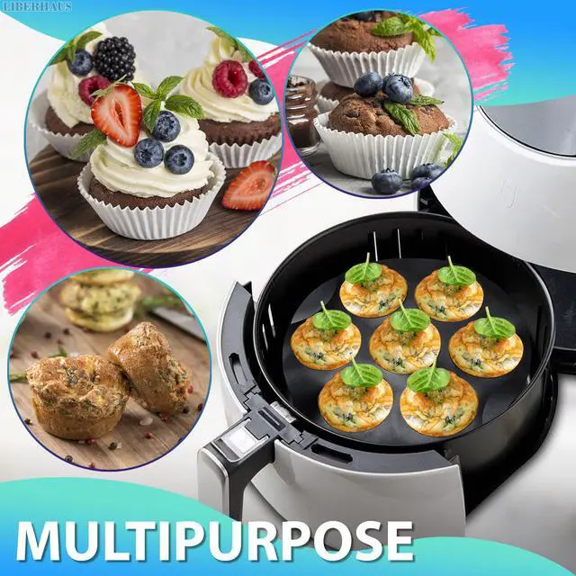 Alt view image 4 of 7 - Air Fryer Muffin Pan, 7 Cups, 6.9" Round, Nonstick Silicone