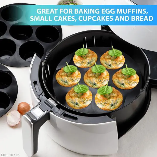 Alt view image 5 of 7 - Air Fryer Muffin Pan, 7 Cups, 6.9" Round, Nonstick Silicone