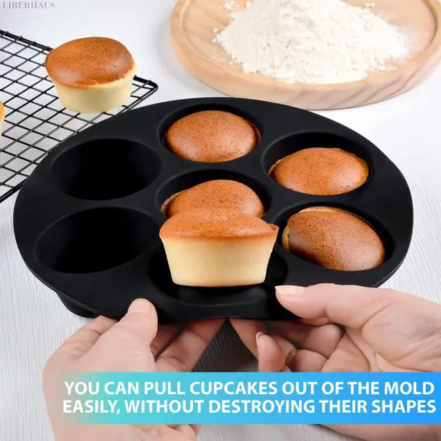 Alt view image 6 of 7 - Air Fryer Muffin Pan, 7 Cups, 6.9" Round, Nonstick Silicone