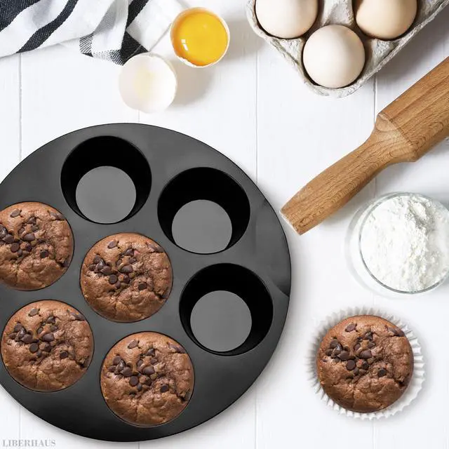 Alt view image 7 of 7 - Air Fryer Muffin Pan, 7 Cups, 6.9" Round, Nonstick Silicone