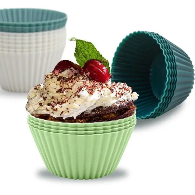 Alt view image 4 of 7 - 24 Pack Silicone Baking Cups Reusable Muffin Liners Non-Stick Cup Cake Molds Set Cupcake Silicone Liner Standard Size Silicone Cupcake Holder Silicon Cups for Baking Bpa Free (4 Colors)
