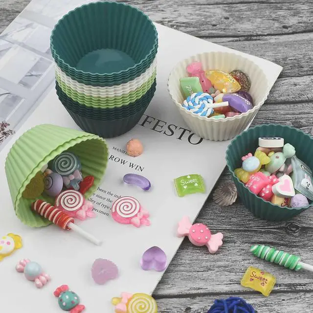 Alt view image 7 of 7 - 24 Pack Silicone Baking Cups Reusable Muffin Liners Non-Stick Cup Cake Molds Set Cupcake Silicone Liner Standard Size Silicone Cupcake Holder Silicon Cups for Baking Bpa Free (4 Colors)