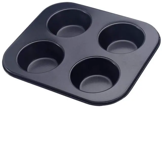 Main image of 4-Hole Muffin Pan, Bakeware Non-stick Cupcake Baking Pan Mini Pie Pans, Heavy Duty Carbon Steel Muffin Tray Standard Baking Mold Pan for Oven Baking