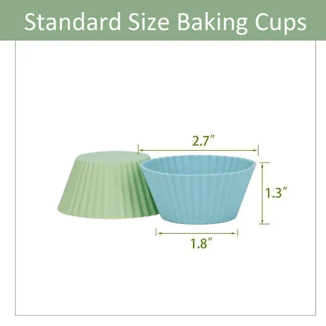 Alt view image 7 of 7 - Silicone Baking Muffin Cups 12 Pack, Reusable Cupcake Liners Cake Molds, BPA Free, Dishwasher Safe(White, Green, Navy, Dusty Blue)