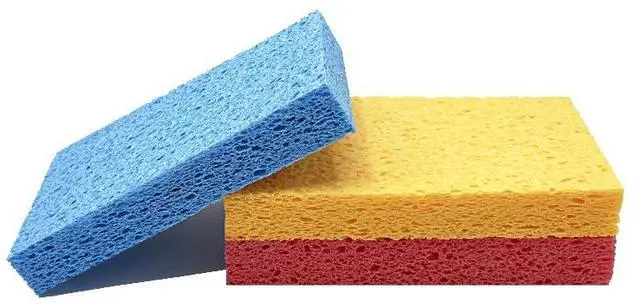Main image of Kaufibre Heavy Duty Cellulose Kitchen Sponges - Scratch-Free Super Absorbent for Dishes, Cast Iron Pans & Cookware, Reusable Multi-Surface Easy Rinse 3-Pack