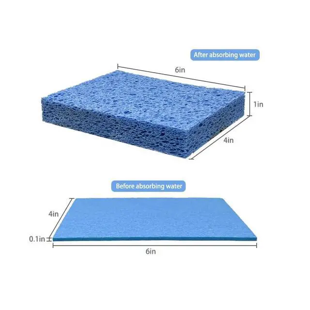 Alt view image 2 of 7 - Kaufibre Heavy Duty Cellulose Kitchen Sponges - Scratch-Free Super Absorbent for Dishes, Cast Iron Pans & Cookware, Reusable Multi-Surface Easy Rinse 3-Pack
