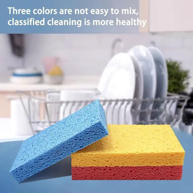 Alt view image 6 of 7 - Kaufibre Heavy Duty Cellulose Kitchen Sponges - Scratch-Free Super Absorbent for Dishes, Cast Iron Pans & Cookware, Reusable Multi-Surface Easy Rinse 3-Pack