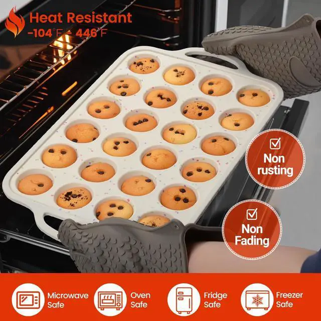 Alt view image 7 of 7 - Mini Cupcake Pans, Metal Reinforced Frame Silicone Mini Muffin Pan Nonstick 24 Cups Easy to Handle for Baking Muffins, Cupcakes, Egg Bites 1 Pack