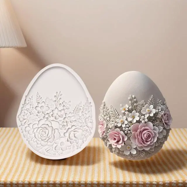 Alt view image 3 of 7 - (Three-piece) Floral Easter Egg, Rabbit, Bowknot Fresh Flower Easter Egg, DIY Silicone Mold, Cake Chocolate Mold Wedding Cakeoration Tool Marshmallow Cake Mold