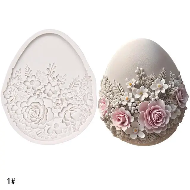 Alt view image 6 of 7 - (Three-piece) Floral Easter Egg, Rabbit, Bowknot Fresh Flower Easter Egg, DIY Silicone Mold, Cake Chocolate Mold Wedding Cakeoration Tool Marshmallow Cake Mold