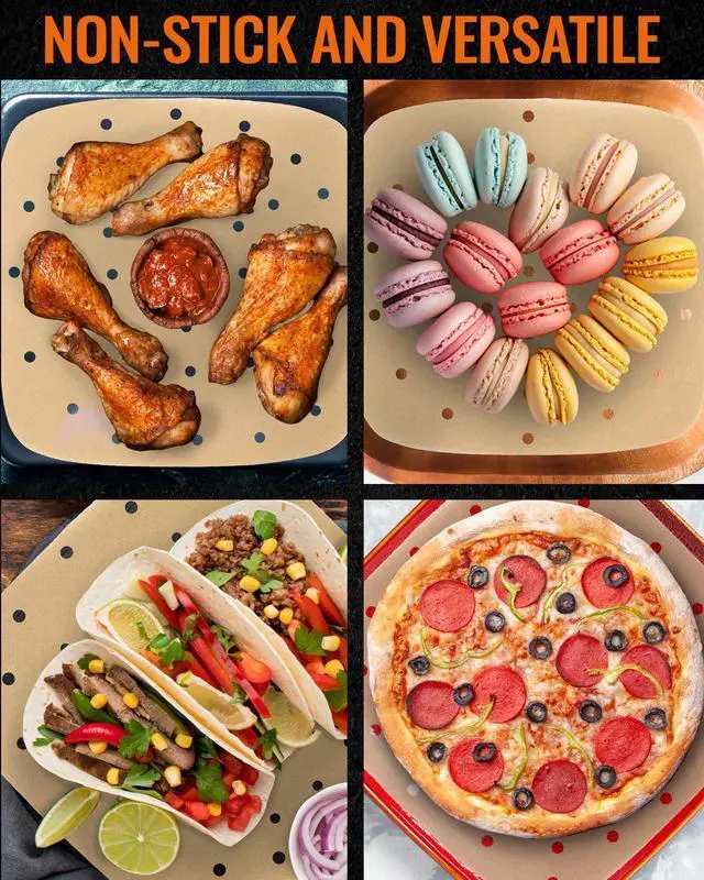 Alt view image 3 of 5 - Air Fryer Liners Compatible with Bella, Chefman, Cosori, Dash, Nuwave Brio, More | Natural Unbleached Airfryer Parchment Paper Sheets, Pre-Cut Heavy-Duty and Non Stick