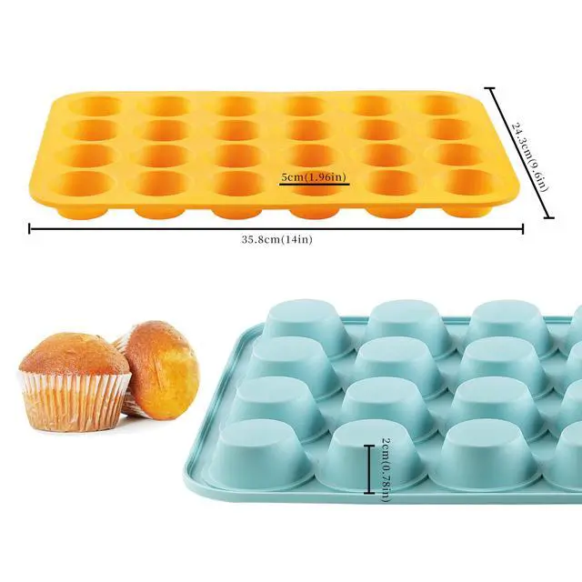 Alt view image 2 of 7 - 2PCS Silicone Mini Muffin Pan, 24 Cups Nonstick Mini Cupcake Pan for Baking, BPA Free and Dishwasher Safe, Great for Making Muffin Cakes, Tart, Bread and Egg Bites