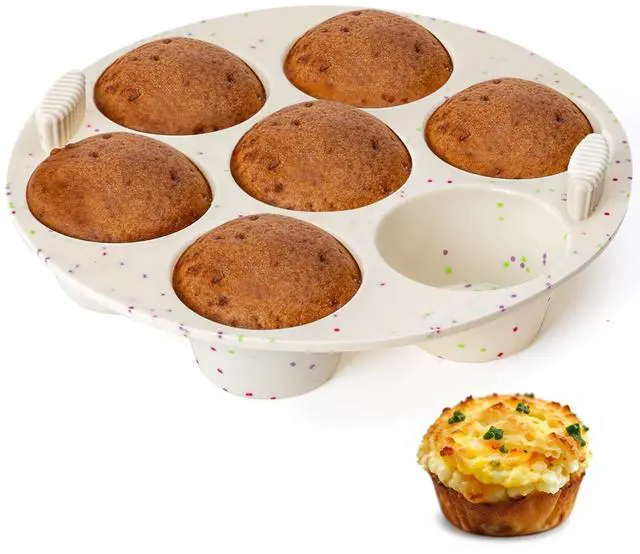 Main image of Silicone Muffin Pan for Air Fryer Oven Instant Pot, Nonstick 7 Cups Easy To Handle for Baking Egg Bites Mold Muffin Tart Cupcake Mini Quiche 1 Pack Confetti