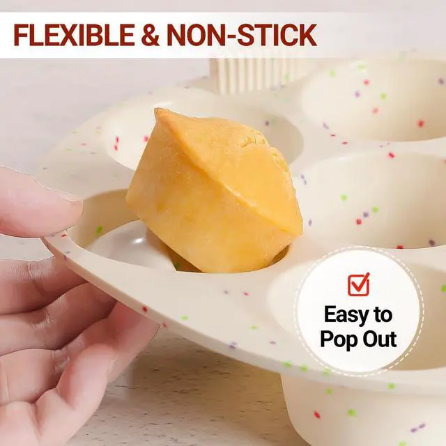 Alt view image 5 of 7 - Silicone Muffin Pan for Air Fryer Oven Instant Pot, Nonstick 7 Cups Easy To Handle for Baking Egg Bites Mold Muffin Tart Cupcake Mini Quiche 1 Pack Confetti