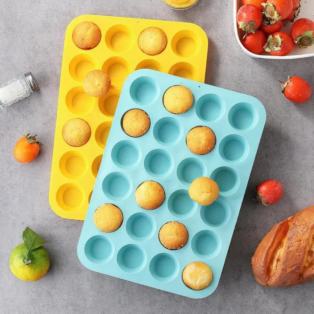 Alt view image 5 of 7 - 2PCS Silicone Mini Muffin Pan, 24 Cups Nonstick Mini Cupcake Pan for Baking, BPA Free and Dishwasher Safe, Great for Making Muffin Cakes, Tart, Bread and Egg Bites