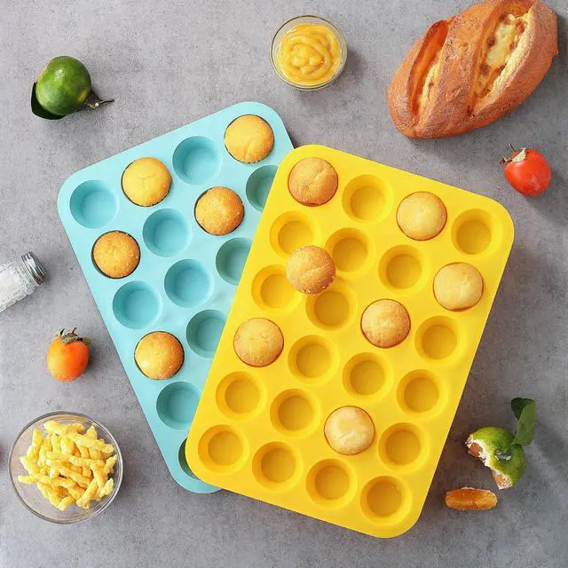 Alt view image 6 of 7 - 2PCS Silicone Mini Muffin Pan, 24 Cups Nonstick Mini Cupcake Pan for Baking, BPA Free and Dishwasher Safe, Great for Making Muffin Cakes, Tart, Bread and Egg Bites