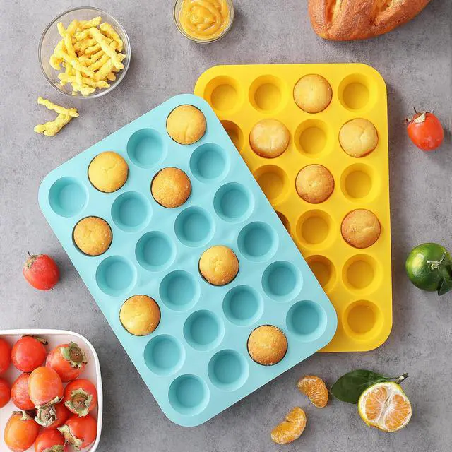 Alt view image 7 of 7 - 2PCS Silicone Mini Muffin Pan, 24 Cups Nonstick Mini Cupcake Pan for Baking, BPA Free and Dishwasher Safe, Great for Making Muffin Cakes, Tart, Bread and Egg Bites