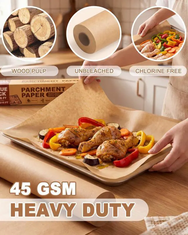 Alt view image 3 of 7 - Unbleached Parchment Paper Roll, 15 x 210 ft, 260 Sq.Ft, Non-Stick