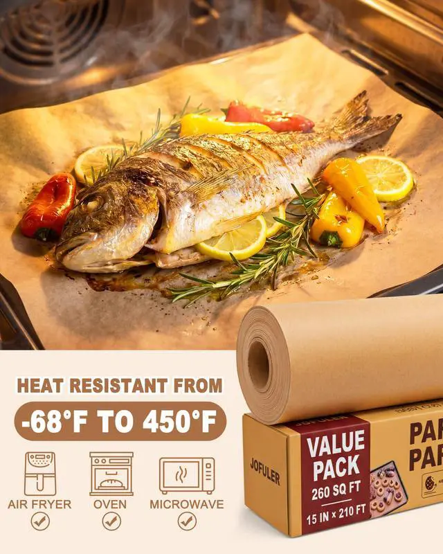 Alt view image 5 of 7 - Unbleached Parchment Paper Roll, 15 x 210 ft, 260 Sq.Ft, Non-Stick