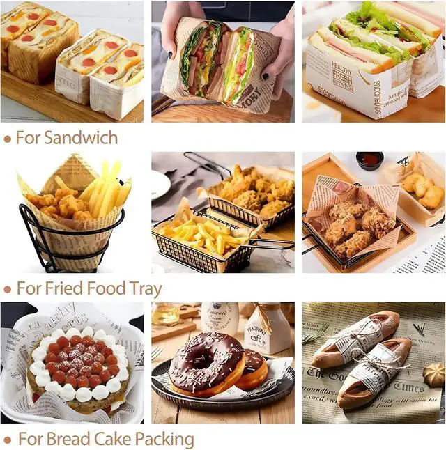 Alt view image 7 of 7 - 100PCS 10x10 Inch Parchment Paper Sheets, Non-Stick, Grease Resistant, Food Basket Liners, Sandwich Wrapping Paper for Oven, Air Fryer
