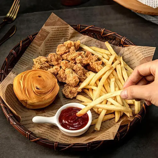 Alt view image 5 of 7 - 100PCS 10x10 Inch Parchment Paper Sheets, Non-Stick, Grease Resistant, Food Basket Liners, Sandwich Wrapping Paper for Oven, Air Fryer