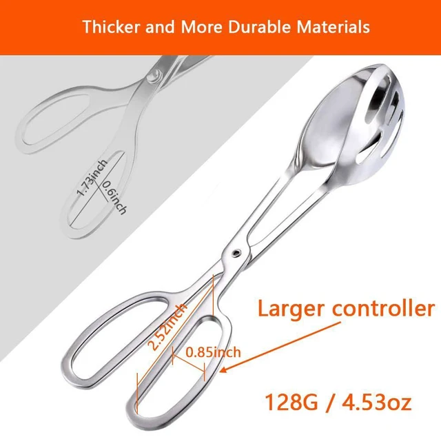 Alt view image 4 of 7 - Kitchen Tongs for Cooking for Buffet Party Catering - Stainless Steel Salad Tongs for Food Bread Cake Bake Dessert, 10-Inch Serving Tongs for Grill, Steak, Barbecue, Scissor Design (1 Pack)