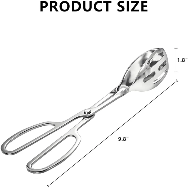Alt view image 2 of 7 - Kitchen Tongs for Cooking for Buffet Party Catering - Stainless Steel Salad Tongs for Food Bread Cake Bake Dessert, 10-Inch Serving Tongs for Grill, Steak, Barbecue, Scissor Design (1 Pack)