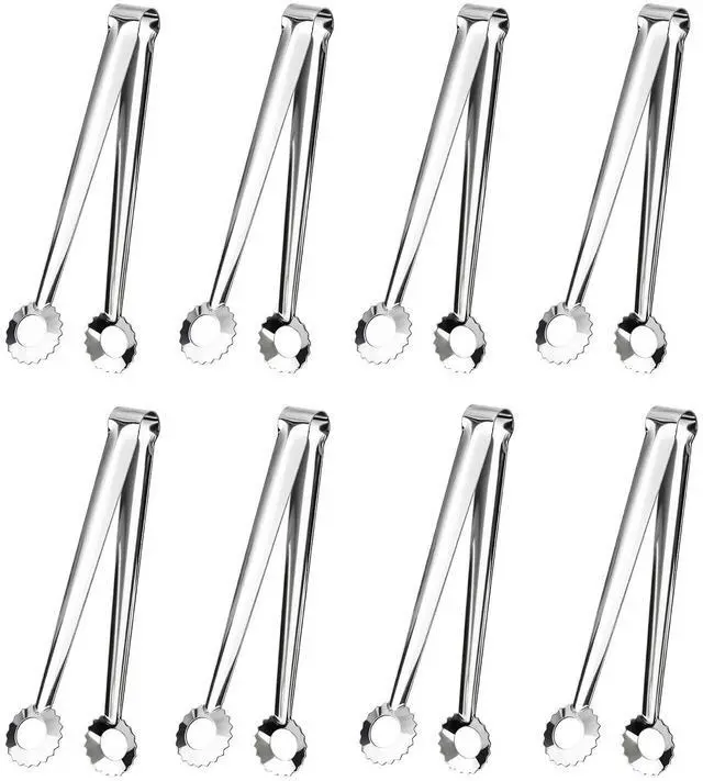 Main image of 8 PCS 7 Inch Serving Tongs Stainless Steel Mini Metal kitchen tongs
