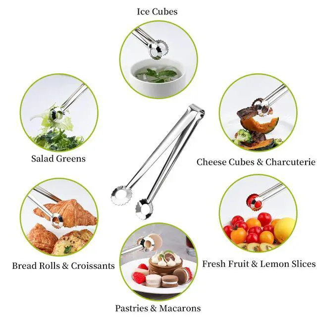 Alt view image 3 of 7 - 8 PCS 7 Inch Serving Tongs Stainless Steel Mini Metal kitchen tongs