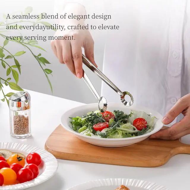 Alt view image 4 of 7 - 8 PCS 7 Inch Serving Tongs Stainless Steel Mini Metal kitchen tongs