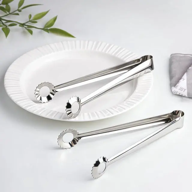 Alt view image 5 of 7 - 8 PCS 7 Inch Serving Tongs Stainless Steel Mini Metal kitchen tongs