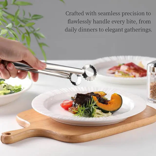Alt view image 7 of 7 - 8 PCS 7 Inch Serving Tongs Stainless Steel Mini Metal kitchen tongs