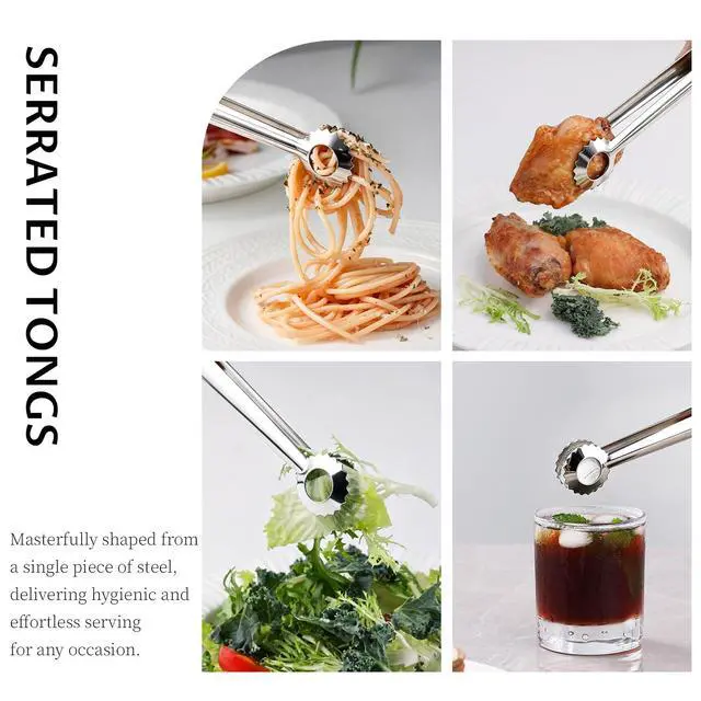 Alt view image 6 of 7 - 8 PCS 7 Inch Serving Tongs Stainless Steel Mini Metal kitchen tongs