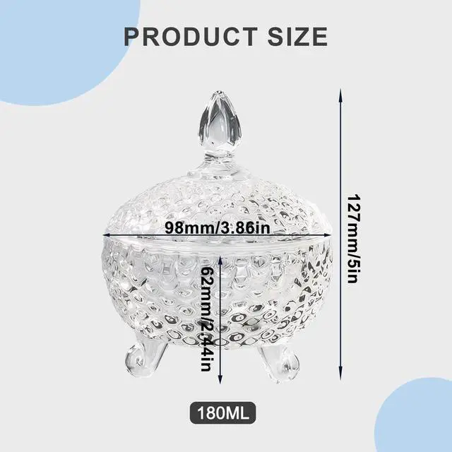 Alt view image 2 of 7 - 180ML/6OZ Clear Glass Candy Jar with Lid Candy Crystal Storage Container for Cookies Jewelry Kitchen Pantry Home Decoration