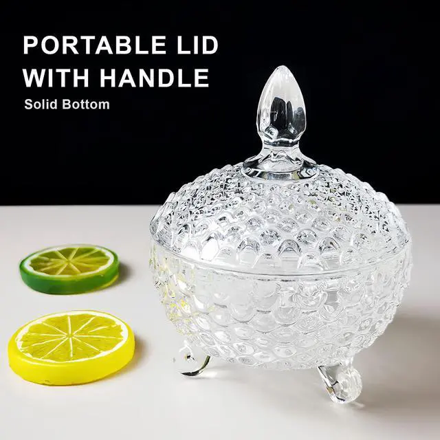 Alt view image 6 of 7 - 180ML/6OZ Clear Glass Candy Jar with Lid Candy Crystal Storage Container for Cookies Jewelry Kitchen Pantry Home Decoration