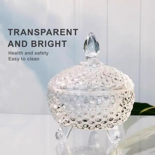 Alt view image 5 of 7 - 180ML/6OZ Clear Glass Candy Jar with Lid Candy Crystal Storage Container for Cookies Jewelry Kitchen Pantry Home Decoration