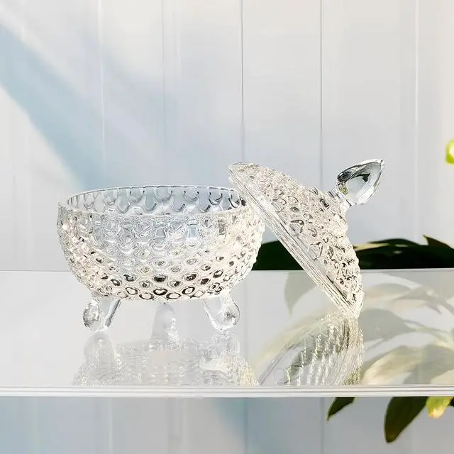 Alt view image 7 of 7 - 180ML/6OZ Clear Glass Candy Jar with Lid Candy Crystal Storage Container for Cookies Jewelry Kitchen Pantry Home Decoration
