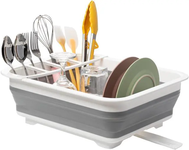 Main image of Collapsible Dish Drying Rack, Pop Up Dinnerware Drainer, Portable Plate Organizer for Kitchen RV Campers Travel Trailer, Space Saving Kitchen Storage Tray