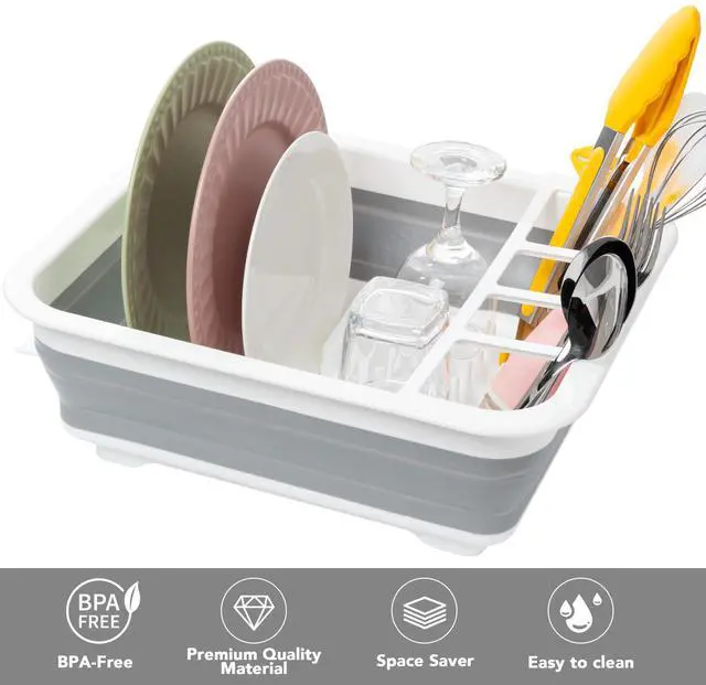 Alt view image 4 of 7 - Collapsible Dish Drying Rack, Pop Up Dinnerware Drainer, Portable Plate Organizer for Kitchen RV Campers Travel Trailer, Space Saving Kitchen Storage Tray