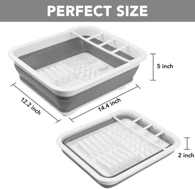 Alt view image 2 of 7 - Collapsible Dish Drying Rack, Pop Up Dinnerware Drainer, Portable Plate Organizer for Kitchen RV Campers Travel Trailer, Space Saving Kitchen Storage Tray