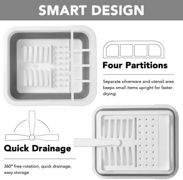 Alt view image 5 of 7 - Collapsible Dish Drying Rack, Pop Up Dinnerware Drainer, Portable Plate Organizer for Kitchen RV Campers Travel Trailer, Space Saving Kitchen Storage Tray