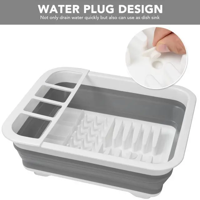 Alt view image 6 of 7 - Collapsible Dish Drying Rack, Pop Up Dinnerware Drainer, Portable Plate Organizer for Kitchen RV Campers Travel Trailer, Space Saving Kitchen Storage Tray