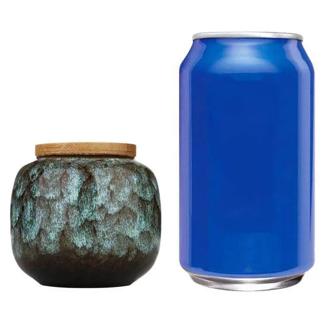 Alt view image 5 of 6 - Vintage Ceramic Canister with Lid, Vintage Tea Coffee Jar, Rogue red