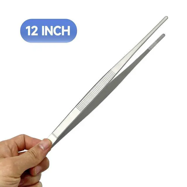 Alt view image 2 of 7 - Kitchen Tweezer Tongs 304 Stainless Steel Cooking Tweezers Food Tongs, Culinary Chef Tweezers Pasta Tongs, 12 Inch